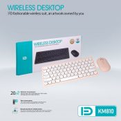 Bộ Phím Chuột Mini Không Dây FD KM810 - Hồng